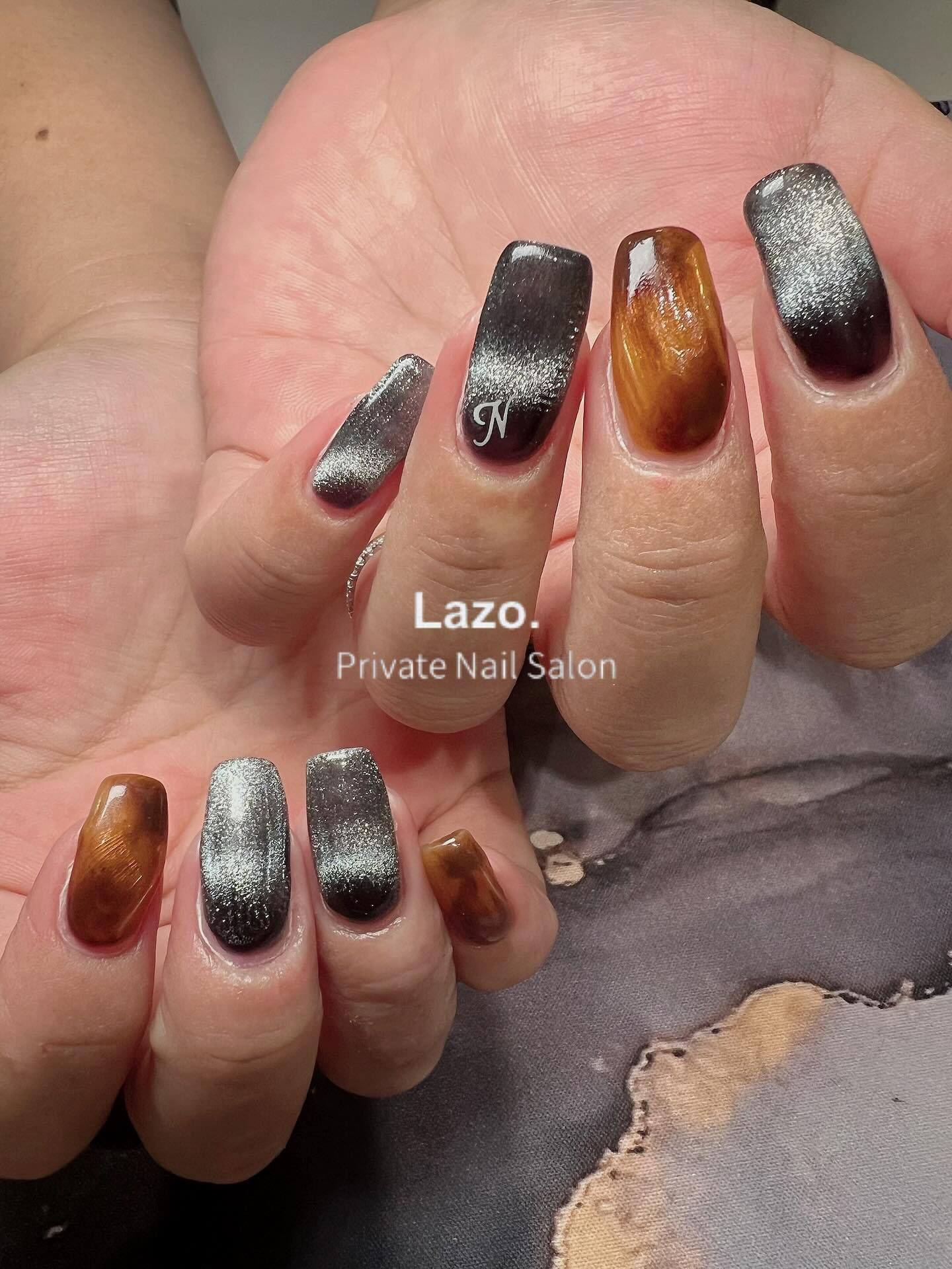 秋ネイル、べっ甲&マグさせていただきました💅