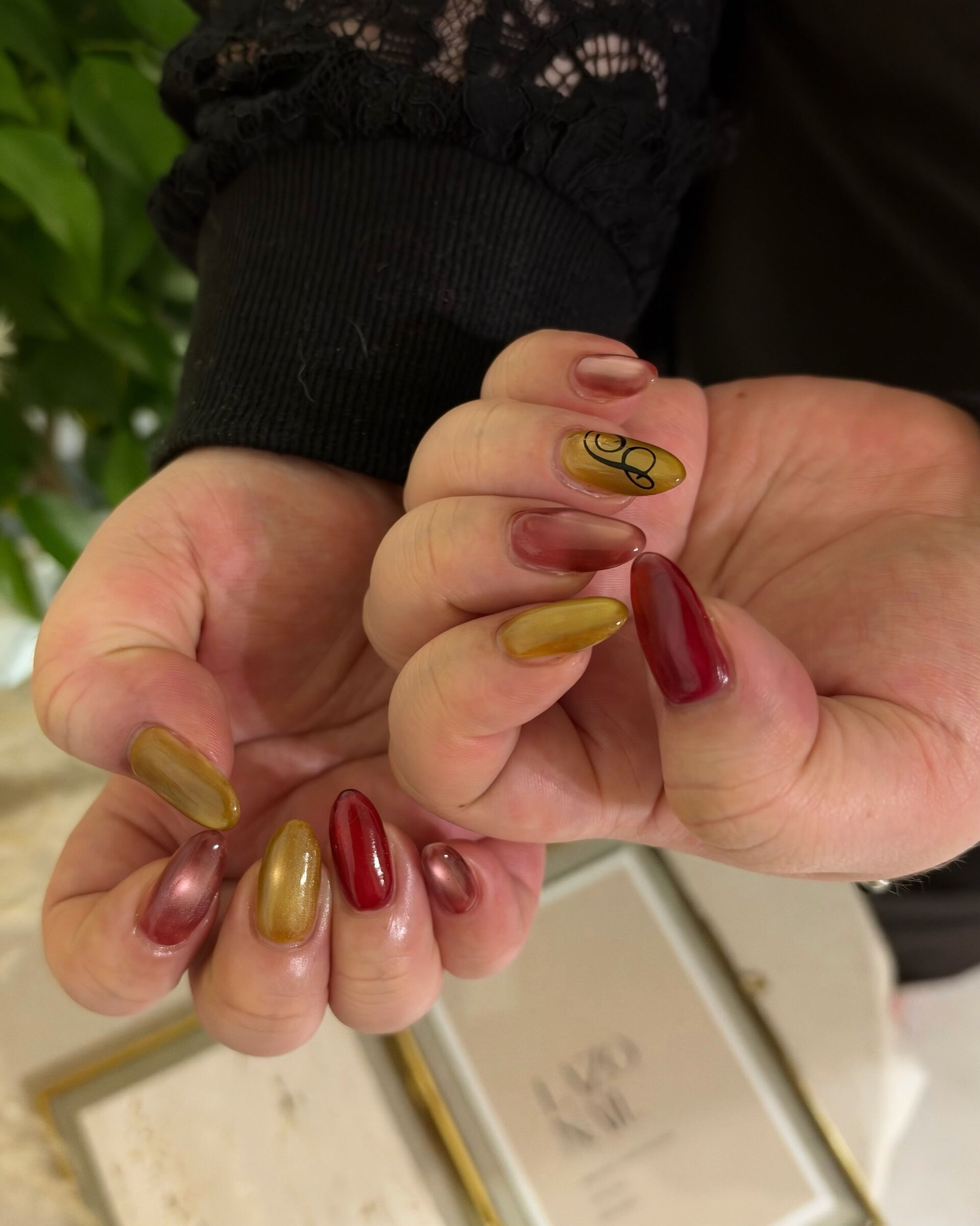 🍷✨ Autumn magnet nails