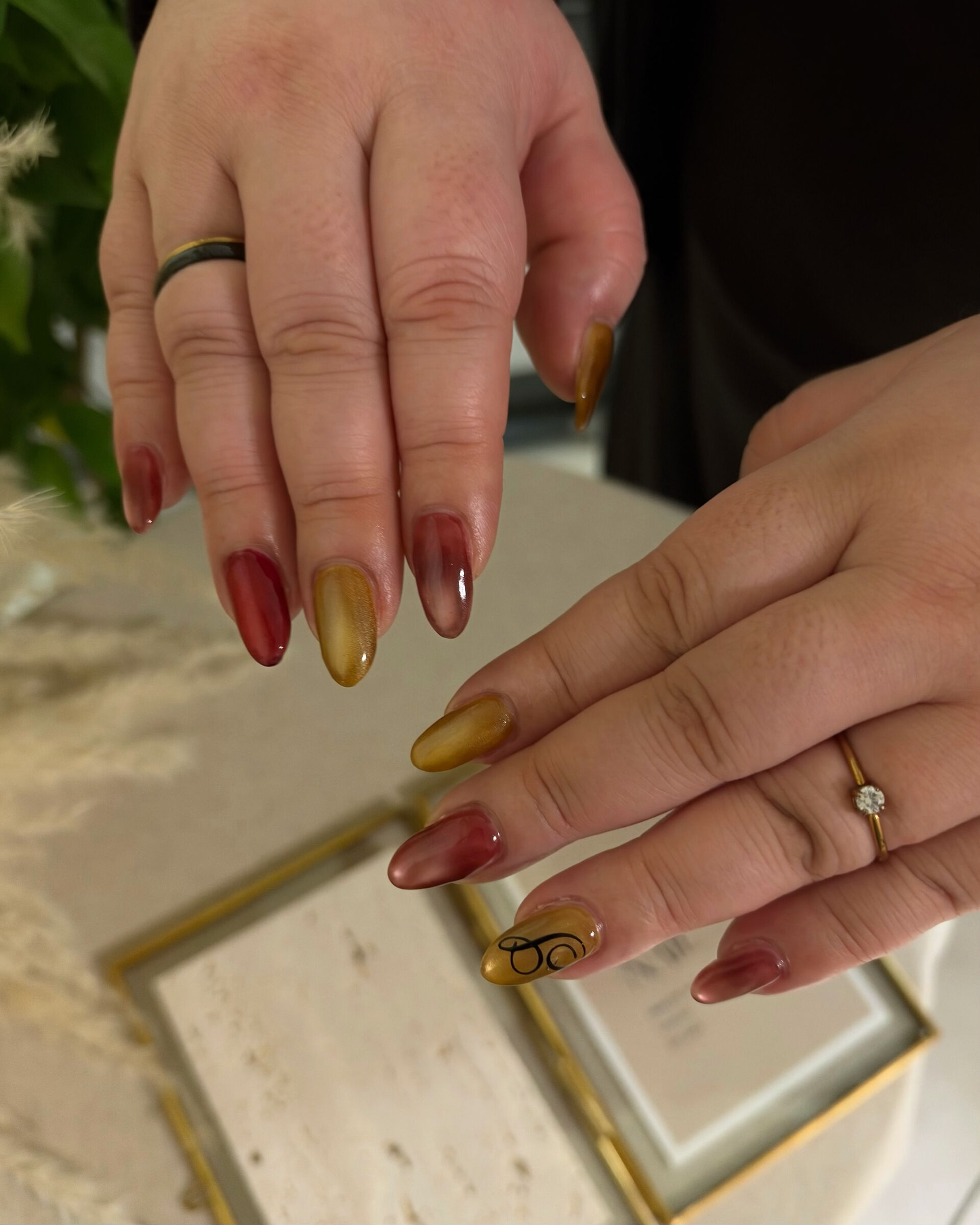 🍷✨ Autumn magnet nails
